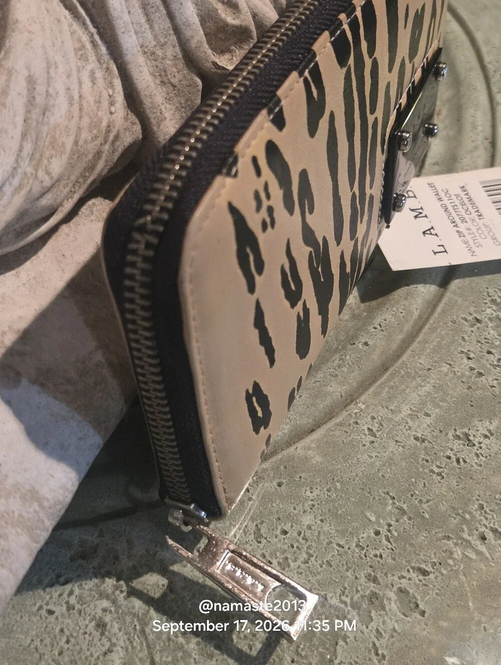L.A.M.B. Gwen Stefani Ocelot Zip Wallet Leopard Print Designer Lesther #811